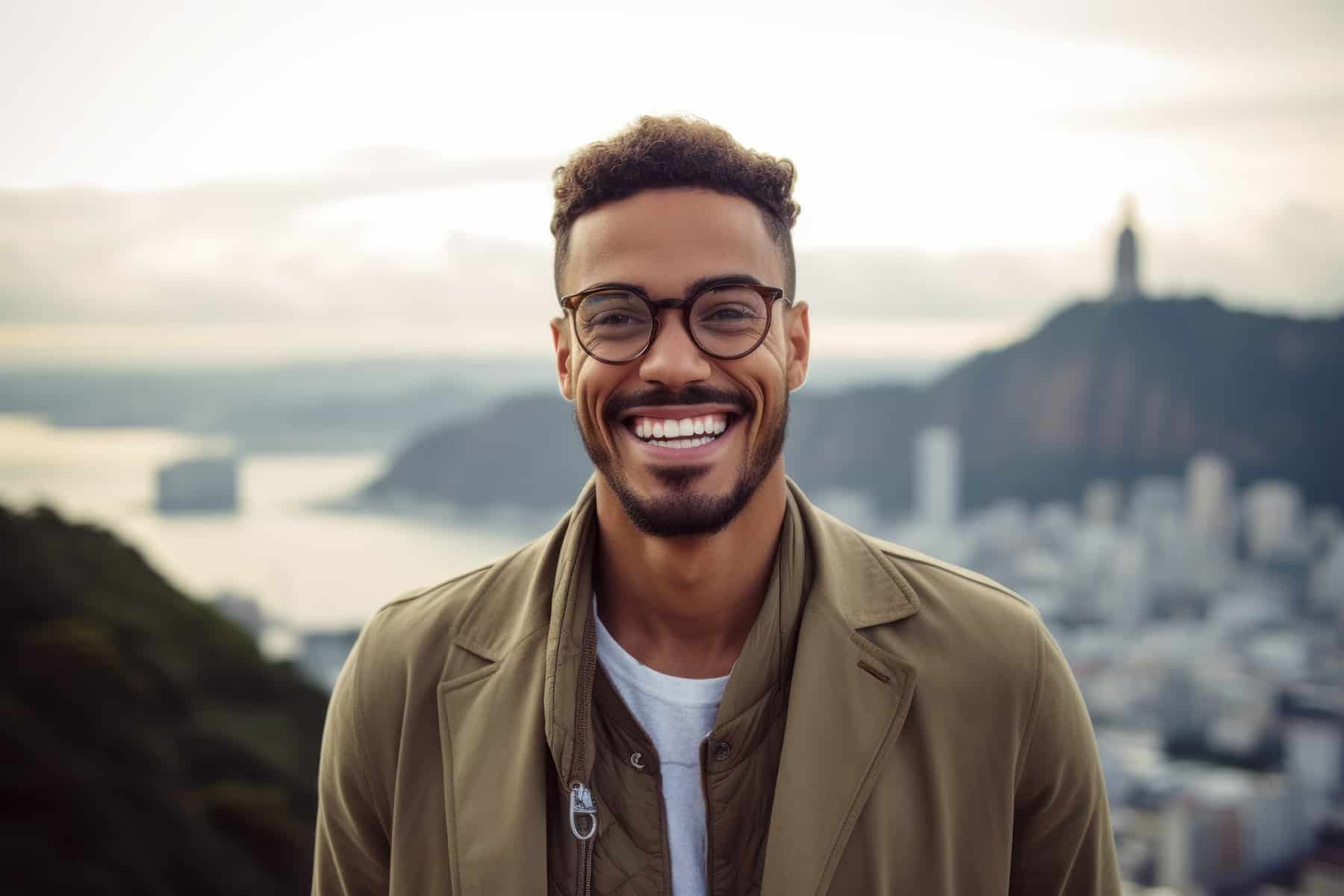 Man smiling with optimal oral health and great oral hygiene habits.